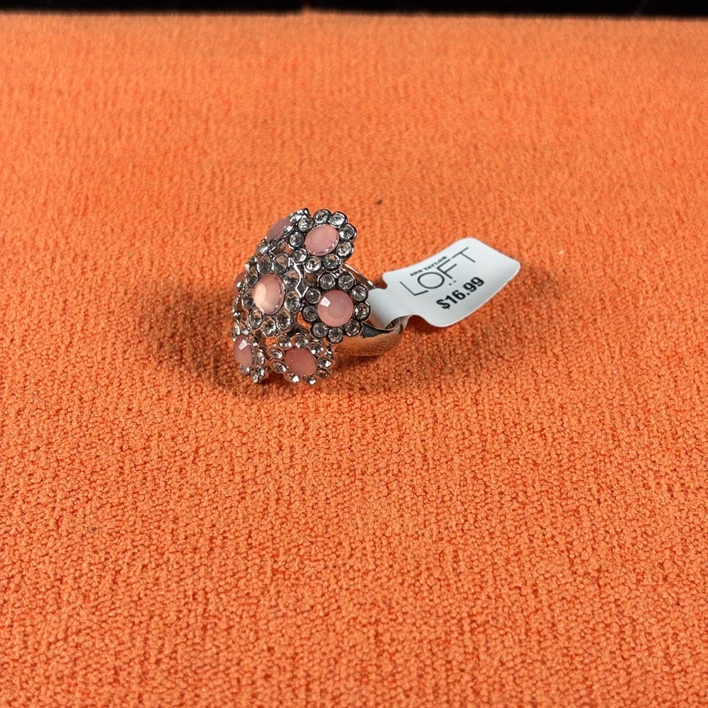 LOFT Silver and Pink Gemstone Ring